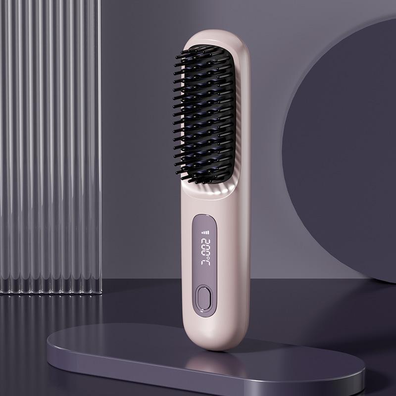 Negative Ion Cordless Hair Straightener Brush Anti-Scald Lightweight Fast Heating Hair Styler for Women Travel Gift