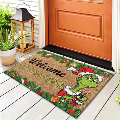 Grinch Christmas Festival Decoration Front Door Carpet Indoor Outdoor Mat Xmas