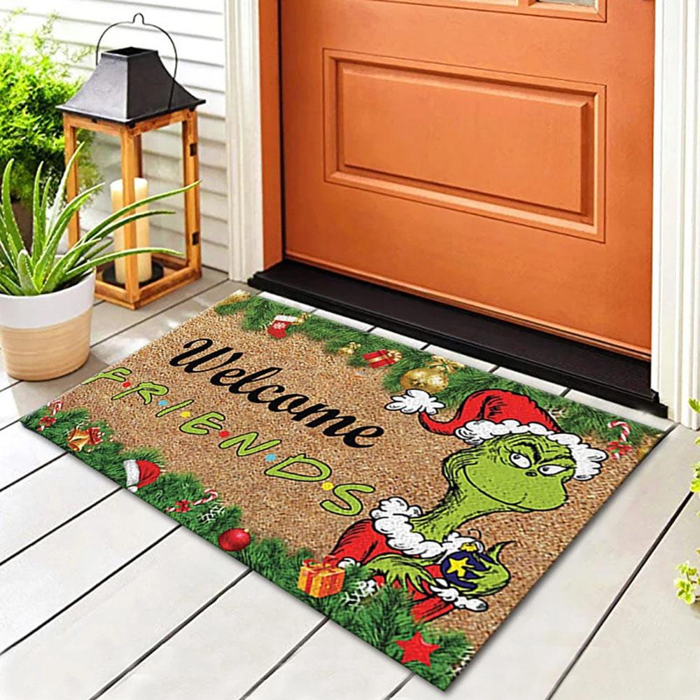 

Grinch Christmas Festival Decoration Front Door Carpet Indoor Outdoor Mat Xmas