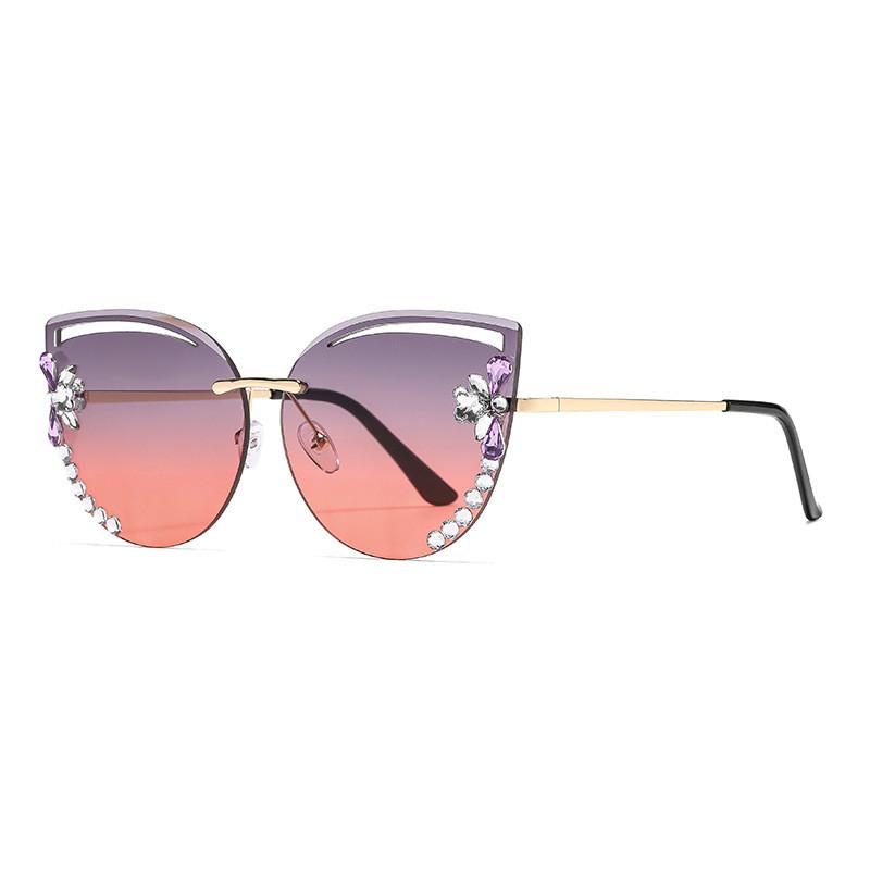 Cat Eye Sunglasses Fashion Metal Frame Uv400 For Outdoor Sun Protection
