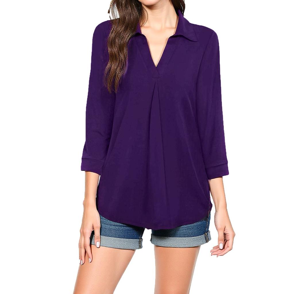 Women's Casual Fashion Sexy Comfortable V-Neck Seven Sleeve Top