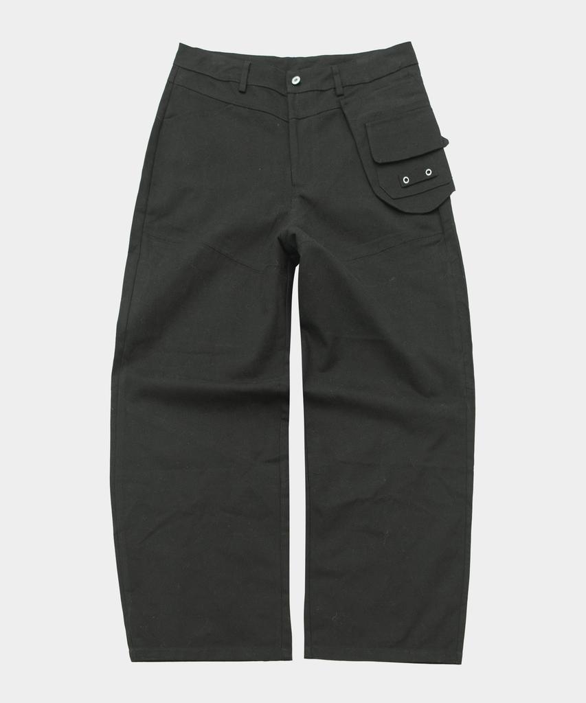 PLACESTUDIOMAN Multi-Side Pocket Wrap Design Cut Wide Cotton Pants_3 Colors