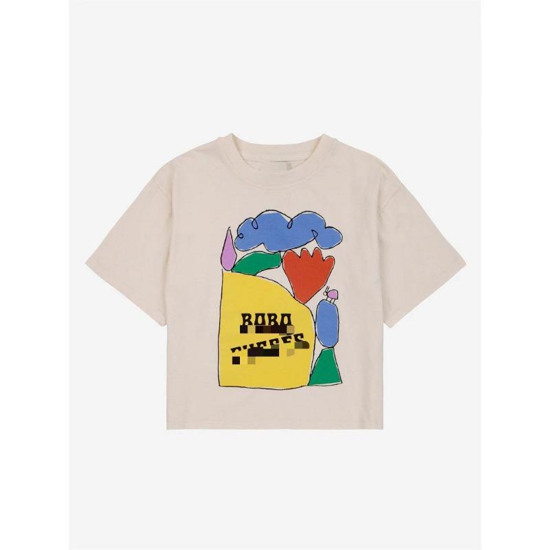 Children s Fashion Cartoon Print T-Shirt Summer Casual Girls  Short Sleeve Top 100