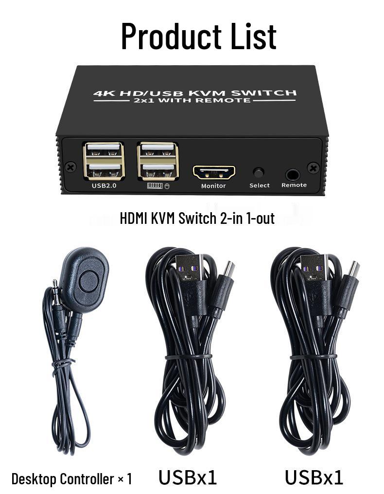 4-Port 4K60Hz HDMI KVM Switch YUV 4:4:4 with Keyboard/Mouse Support
