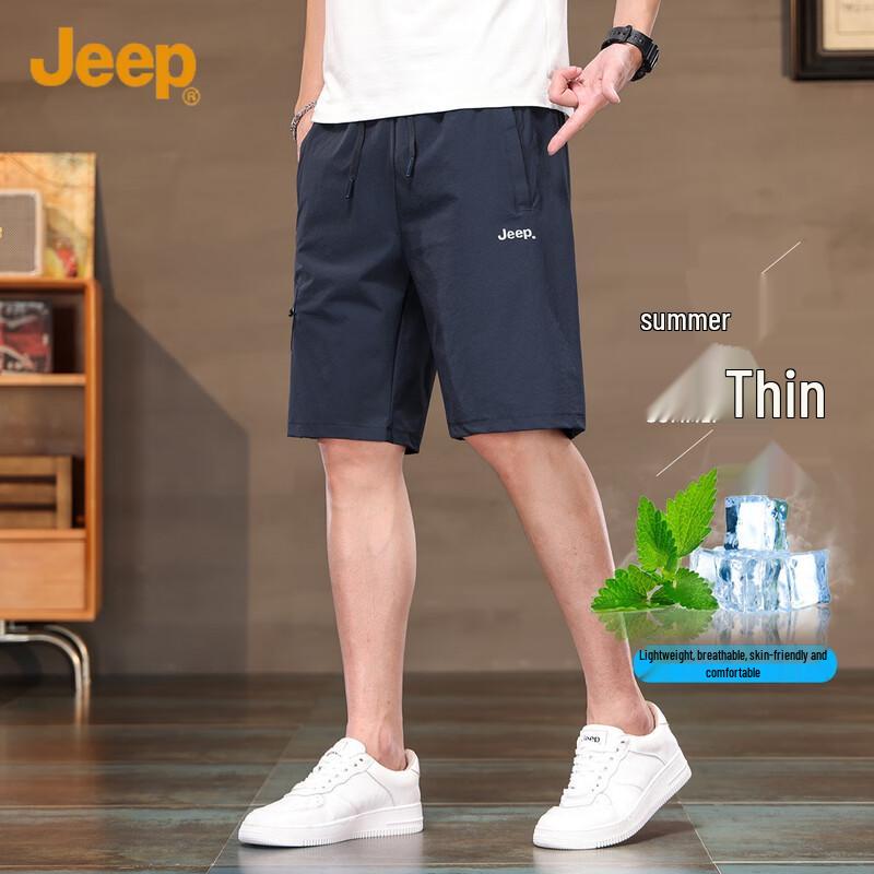 

JEEP Men s Summer Ice Silk Breathable Loose Fit 5-Point Shorts M