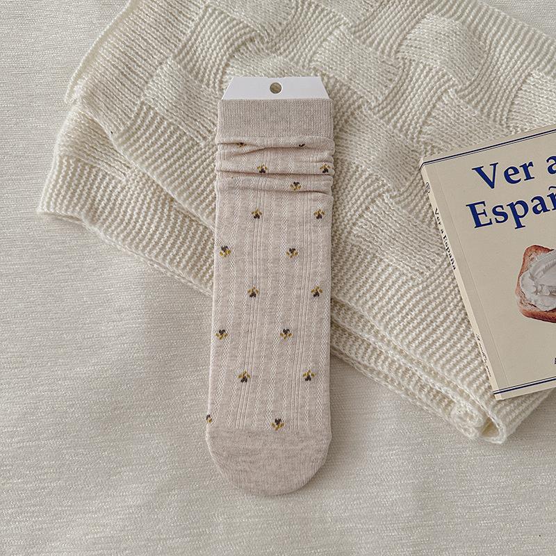 Women's Mid-calf Socks, Trendy Spring and Autumn Small Floral Women's Long Socks, Summer Thin Pile Socks, Long Calf