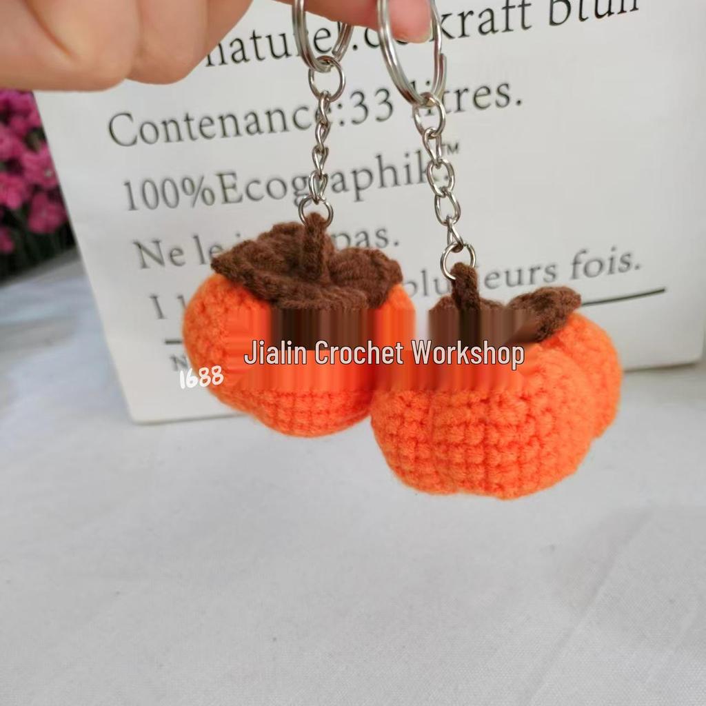 Handmade Cute Wool Crochet Persimmon Keychain Pendant