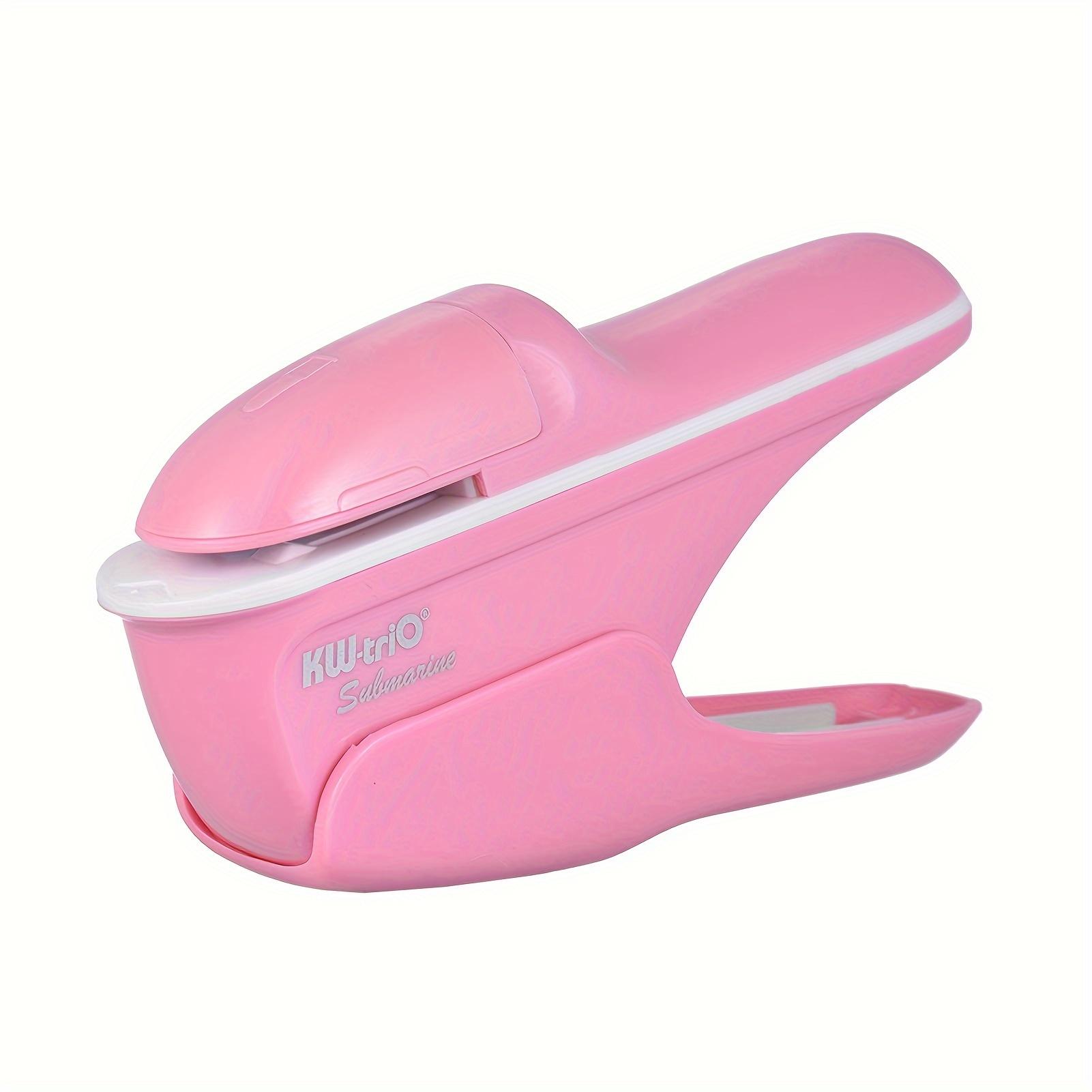 Мини-настольный степлер максимальной вместимости листов - Безыгольный и компактный дизайн для легкого скрепления бумаги - Идеально подходит для дома, школы и офиса розовый