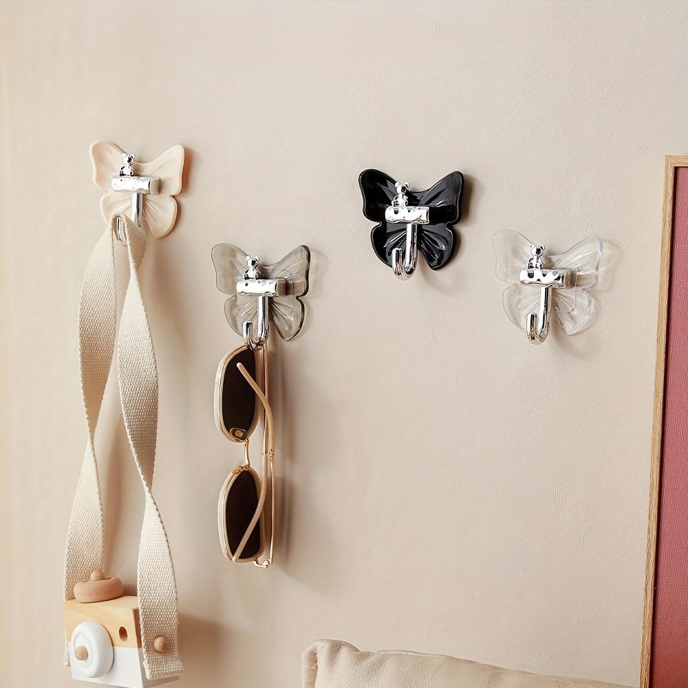 Butterfly Shaped Self-adhesive Hooks 4Pcs, waterproof durable adhesive hooks for bathroom kitchen use