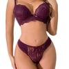 Sexy Lace Push-up Padded Bra Set Breathable and Comfortable Panties Anti-sagging and Side Boob Support Underwear