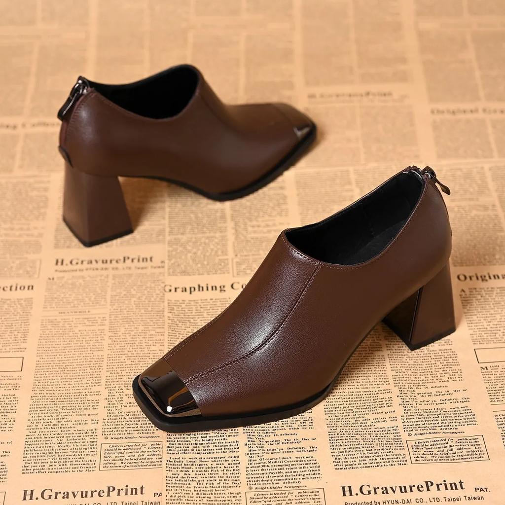  Sapatos Femininas Women Classic Round Toe Black Patent Leather Back Zip Ankle Boots Lady Cool Brown Autumn Shoes Ab709