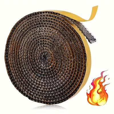 1Roll Flat Self Adhesive Wood Stove Gasket Tape Fiberglass Fireplace Door Gasket for Indoor Wood Burning Pellet Stove Smokers