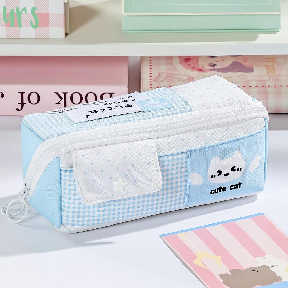 Large Capacity Pen Bag Large Opening Pencil Pouch Kawaii Stationery Bag  Students