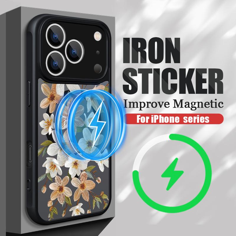 Vintage Floral Pattern Case For iPhone 17 Pro Max Magnetic For Magsafe Rugged Bumper Cover For iPhone 16 15 14 13 Pro Max