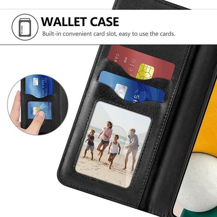 Coque portefeuille - Samsung - A13 5G - Noir - Effet cuir - Verre trempé