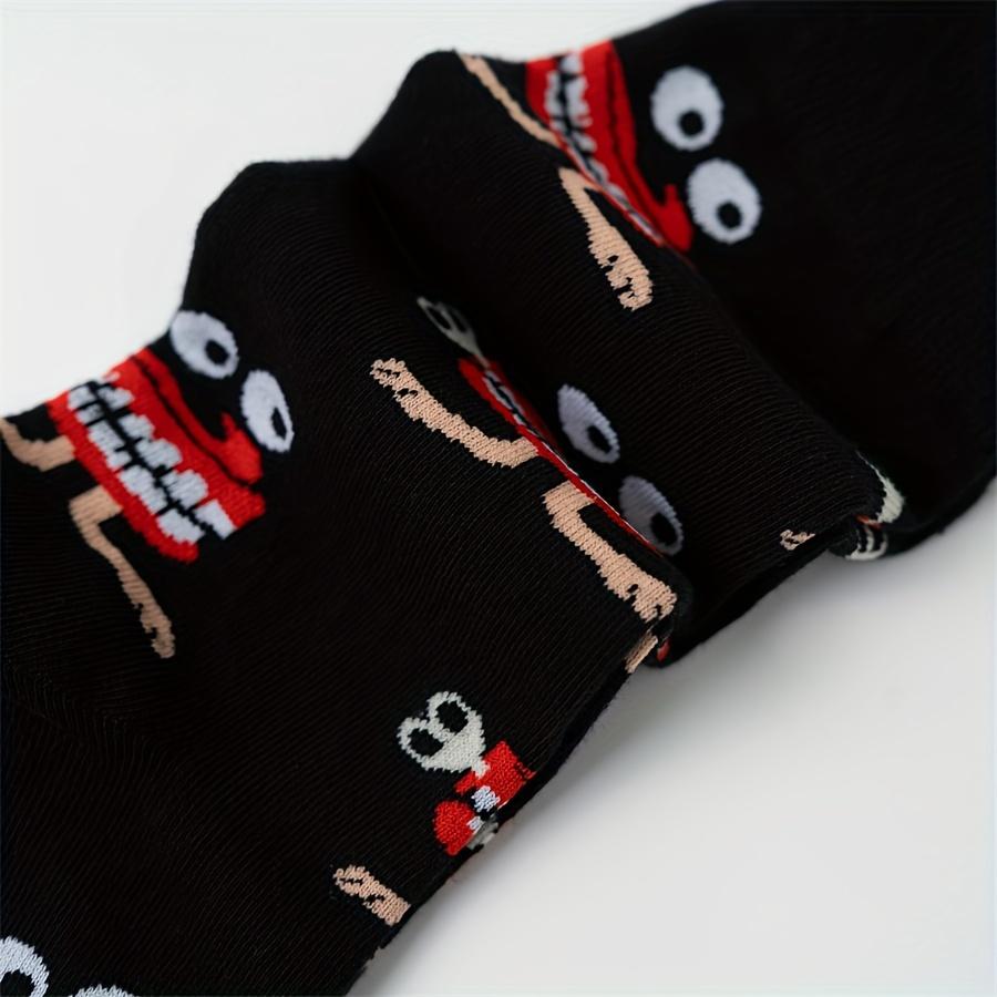 1 pair of autumn and winter new big mouth monster pattern men's couple middle tube socks