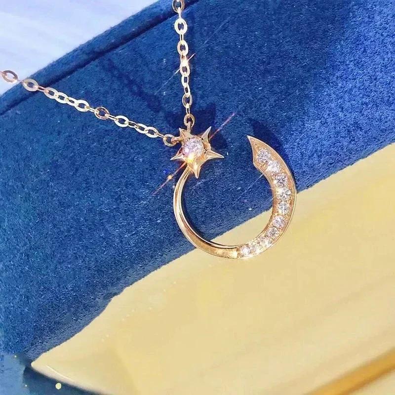 Gift Creative Style Star Shape Pendant Necklace For Women Lovely Neck Jewelry With Brilliant Cubic Zirconia Daily Collocation