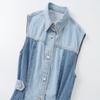 Fashion Style 2024 Summer New Arrival Women's Lapel Sleeveless Waist Mini Patchwork Denim Dress 5862085
