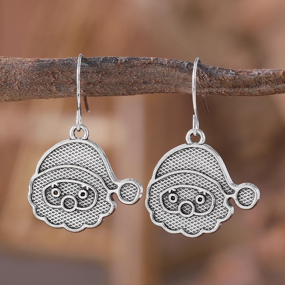 Retro Santa Claus & Reindeer Pendant Earrings - Women's Christmas Jewelry