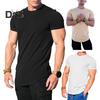 Herren Sport Top Rundhals Dünnes Schweißabsorbierendes Schnelltrocknendes Kurzarm-Einfarbiges Basketball-Trainings-Fitness-Workout-T-Shirt