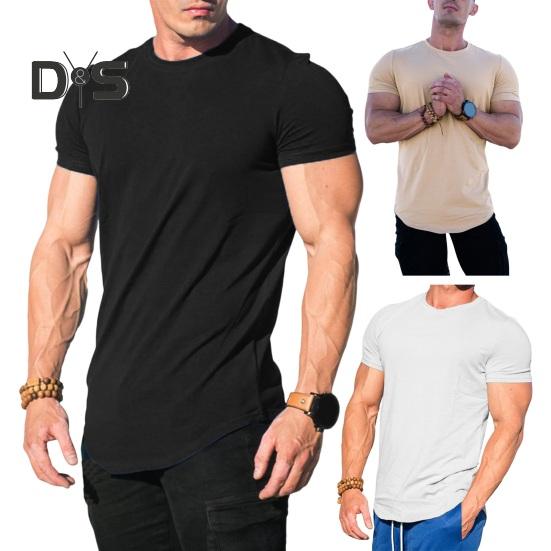 Men Sport Top Round Neck Thin Sweat Absorption Quick-drying Short Sleeve Solid Color Basketball Training Fitness Workout T-shirt
