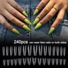 240pcs Coffin Shape Sandwich Nail Forms Ultra-Thin No-Trace Double-Sided Fake Nails with Auxiliary Line Almond Shape Nail Tips