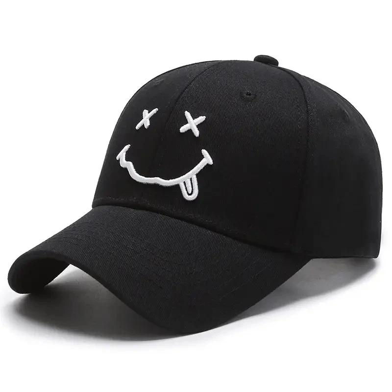 Unisex Smiling Face Embroidery Baseball Caps Spring Autumn Outdoor Adjustable Casual Hats Sunscreen Hat Sports Cap