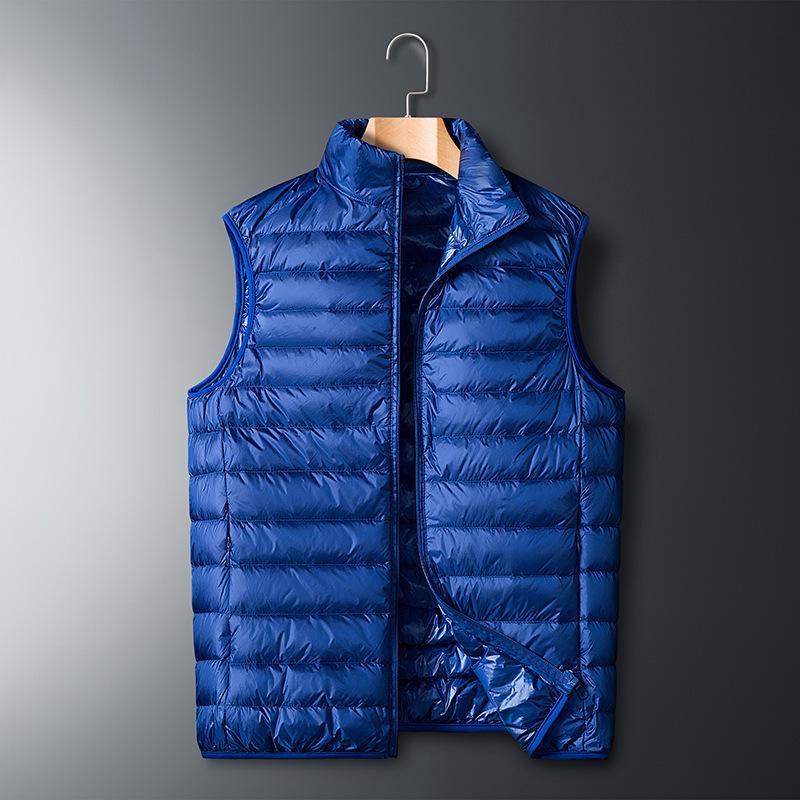 Men's Lightweight Short Down Jacket: Winter Hooded Outerwear with Stand Collar