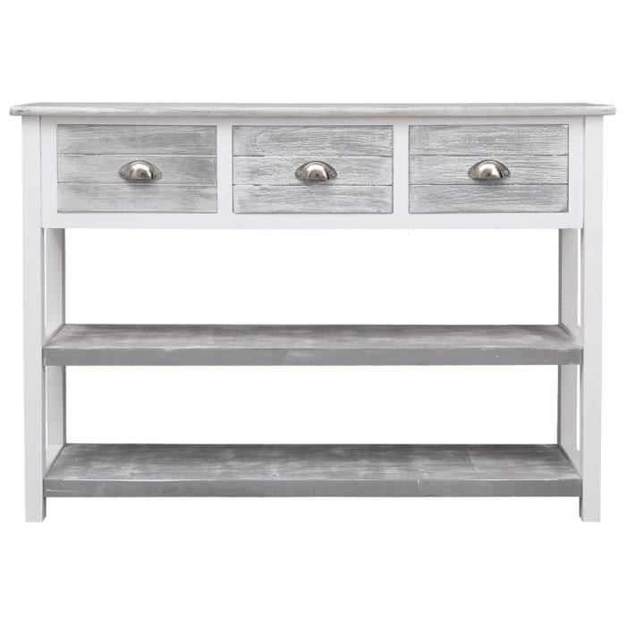 VidaXL Buffet Gris antique 108x30x76 cm Bois de Paulownia massif 338543