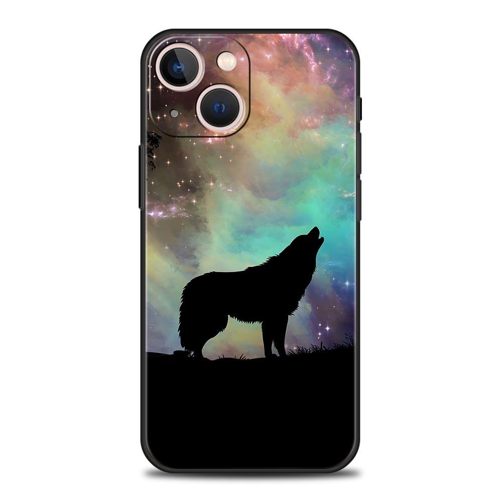 Phone Case Cover for iPhone 17 Pro Max 16 15 14 13 12 11 Pro Max Plus 17AIR Shockproof Soft TPU Shell Moon Roaring Wolf Fundas