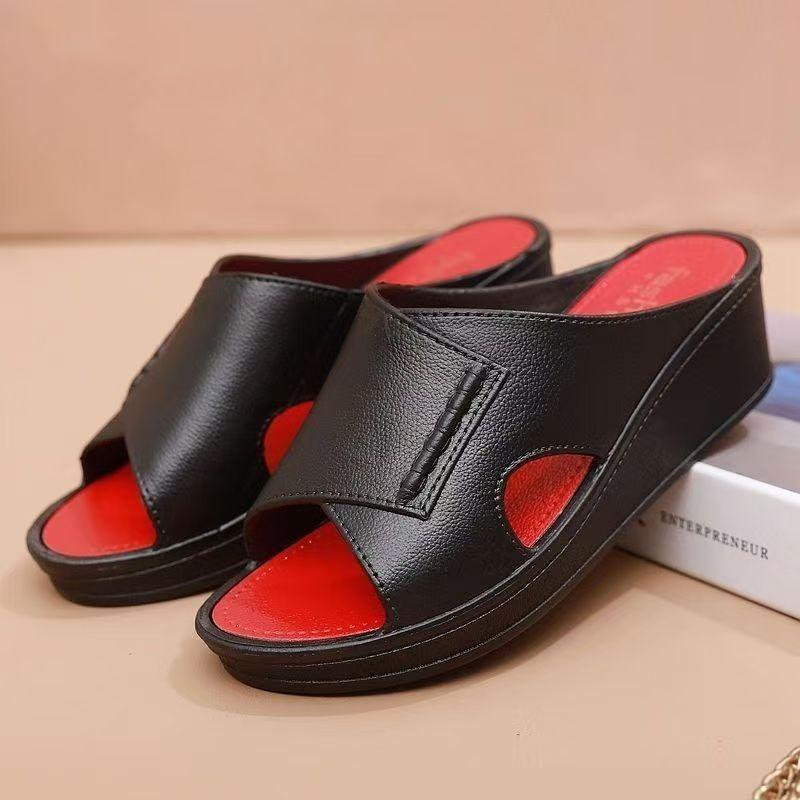 Moteriški vasaros nauji atviro piršto platforminiai pleištukai tuščiavidurės šlepetės minkštu padu neslystančios nuo kvapo namų šlepetės lauko šlepetės sandalai