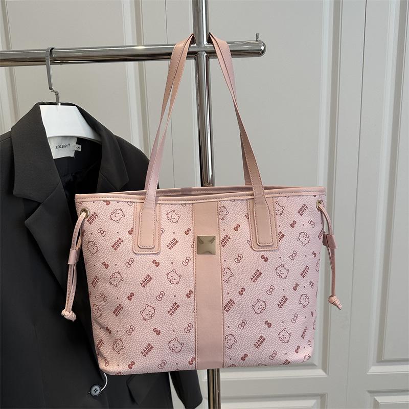 

Женская повседневная сумка через плечо большой вместимости 2025 - Модная сумка-тоут под мышкой для поездок на работу розовый