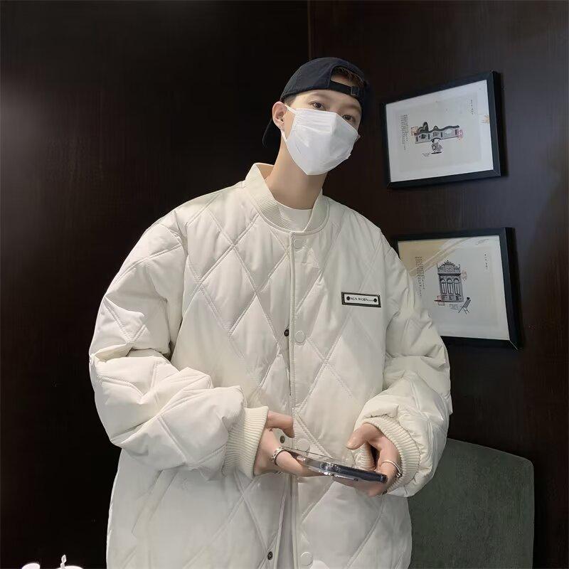 Men's Korean-Style 2025 Winter Jacket: Trendy Cotton with Diamond Quilting - Warm and Casual.
