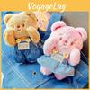 Cream Jinnew Lovely Bear Plush Keychain With Denim Overalls For Collectible Gifts