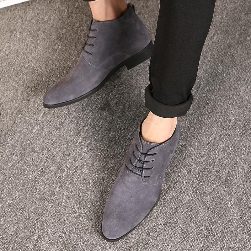 Men Chelsea Boots Men lace up Handmade Business Flock ankle Boots outdoor fashion Sapato Masculino Free Shipping Men Boots