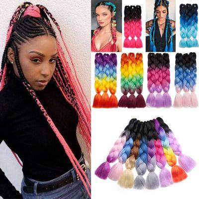 Ombre Braiding Hair Synthetic Hair Extension for Braids 24'' 115g/P Afro Crochet Hair Braids Extensions Pink Jumbo Braid