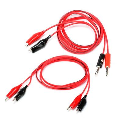 Double-Ended Alligator Clip To Banana Plug Power Test Cable, 1M (2 Clips, 2 Plugs)