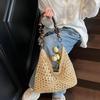 Yogodlns Trendy Hollow Out Straw Woven Bag Beach Handbag Large Capacity Bohemian Beach Bag Bucket Bag Tote Bag Hollow Shoulder Bag Travel