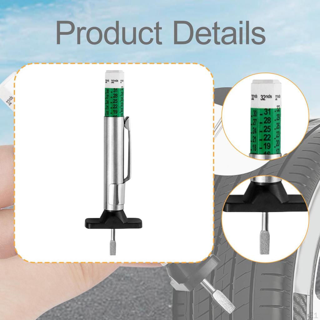 Car Tire Tread Depth Gauge Color Coded Portable Motorcycle Accurate Professional Supplies Truck