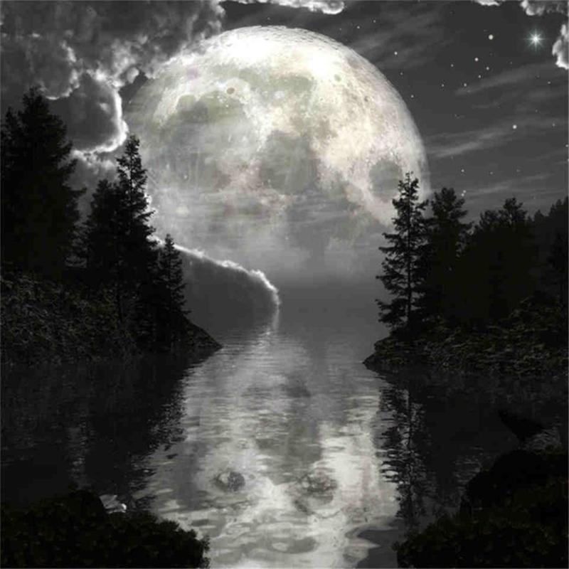 5D DIY Diamond Painting Full Round Scenery Mosaic Moon Picture Of Rhinestone Decor Home