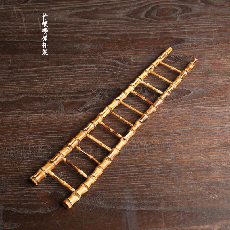 Bamboo Ladder Cup Holder Drainer Creative Bamboo Cup Holder Tea Accessories Bamboo Art Tea Cup Holder