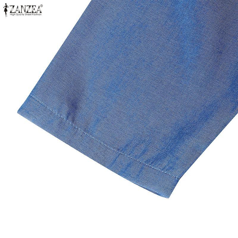 ZANZEA Women Casual Round Neck Loose Long Sleeve Retro Long Dress