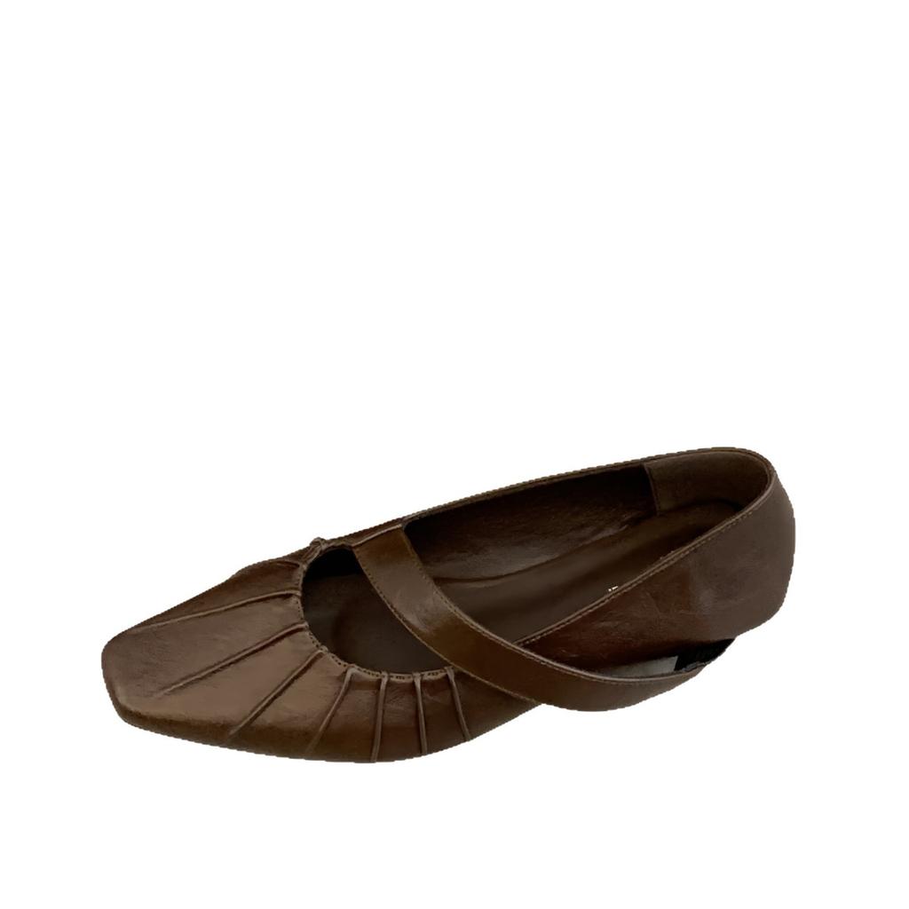 Chaussures Mary Jane vintage pour femmes tête avec fond plat plissé pieds non fatigués tempérament français chaussures simples