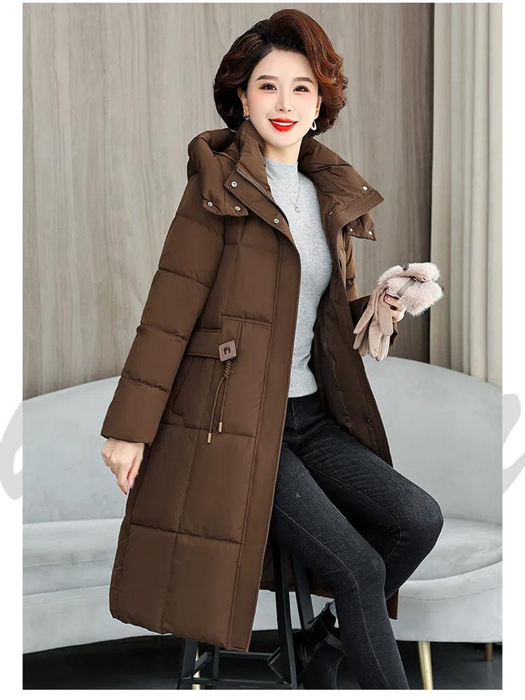 Podzimní a zimní dámské bundy pro ženy středního a staršího věku, dámské bundy slim střihu střední délky, zateplené, větruodolné