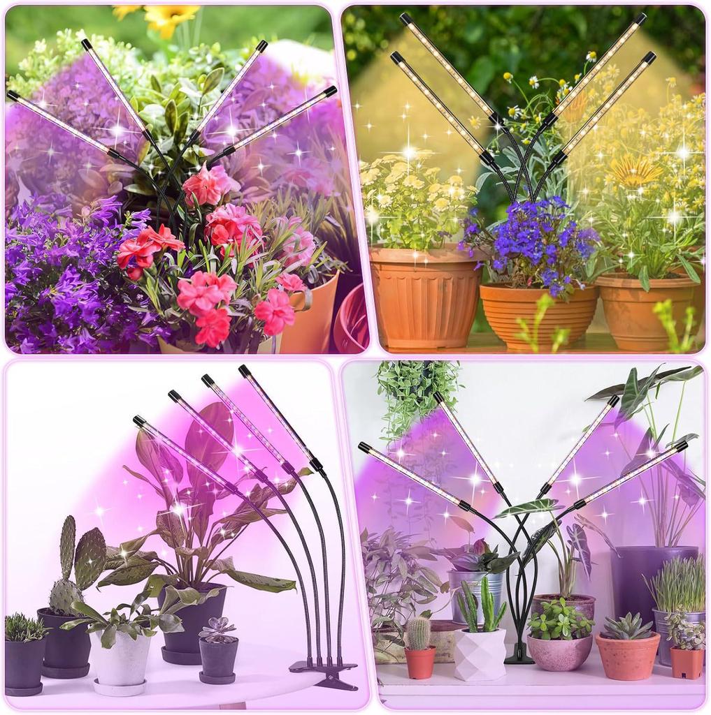 Dimmable Full Spectrum LED Grow Light with Timer and Clip for Succulents and Sunlight Imitation