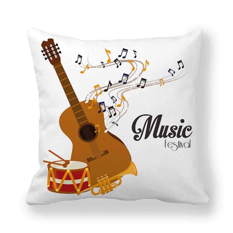 Guitar Butterfly Decorative Pillowcase Home Music Decoration Bedroom Living Room Sofa Pillowcase Music Note Cushion Cover