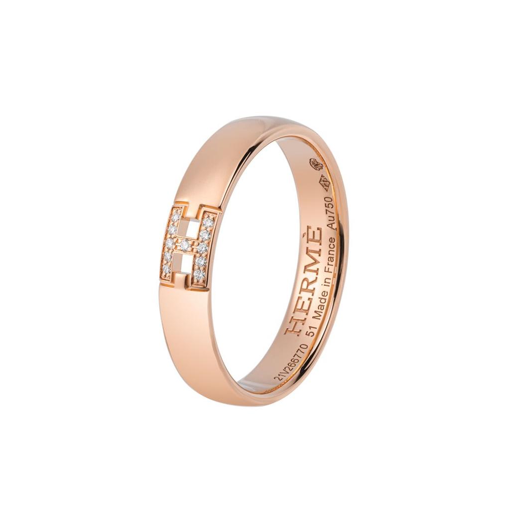 Hermes Ever Herakles Diamond Rose Gold Ring Unisex rings H119850B