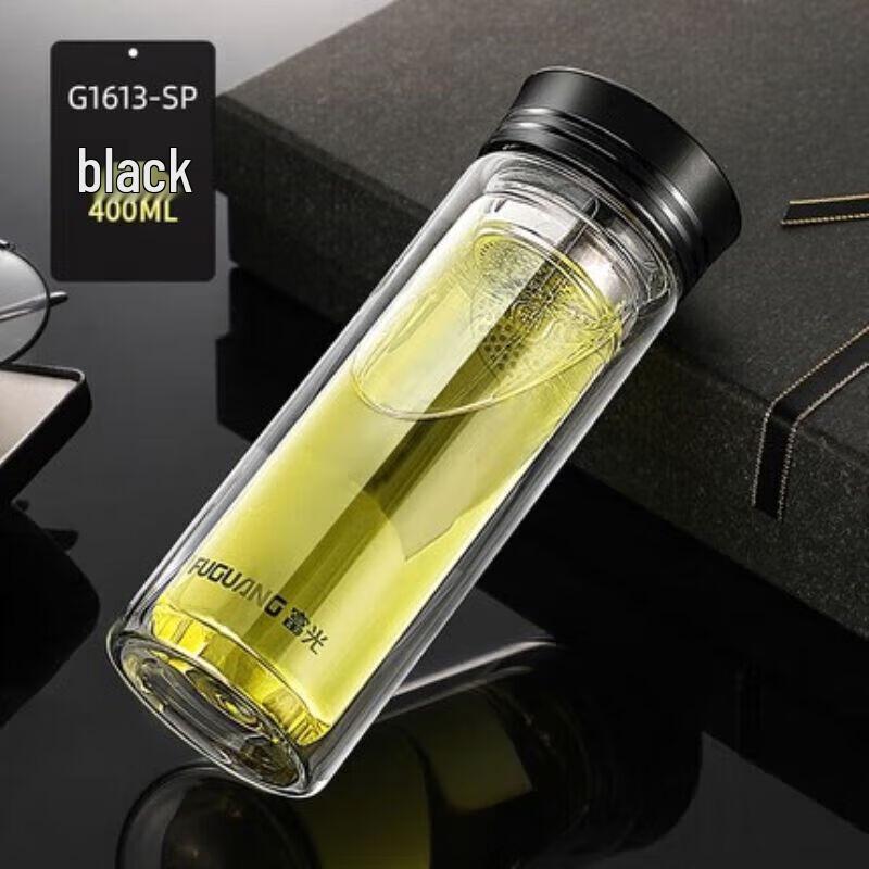 FUGUANG G1613 Double-Layer Heat-Resistant Glass Tea Cup 400ML