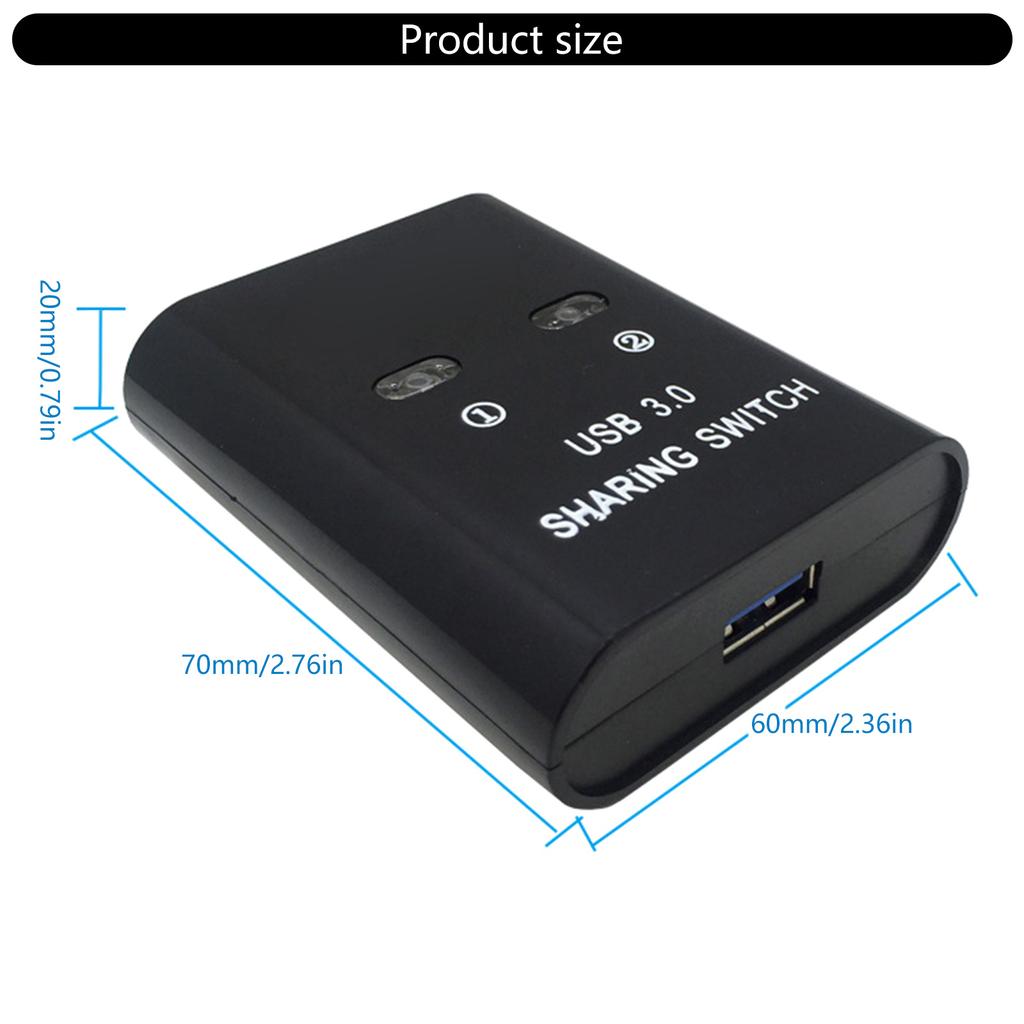 USB Manual Switch 2 Ports USB Converter Splitter for 2 PC Share USB Peripherals Printer Office Home USB 3.0 Hub