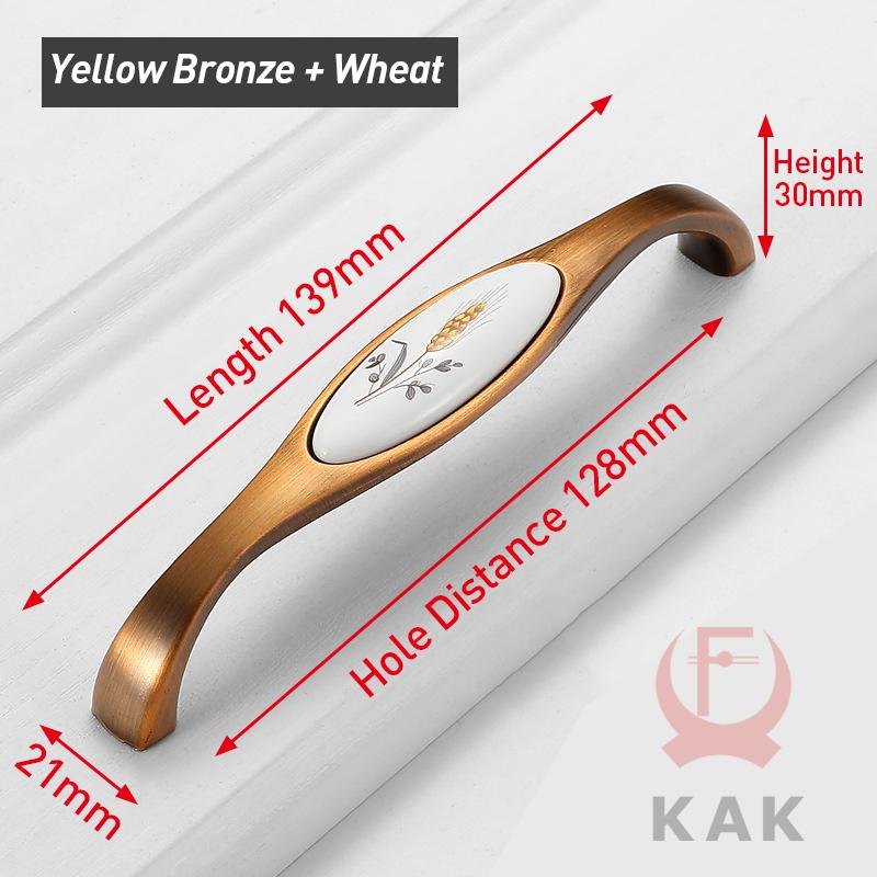 KAK Vintage Bronze Ceramic Cabinet Handles Wardrobes Door Pulls European Style Kitchen Handle Drawer Knobs Furniture Handle